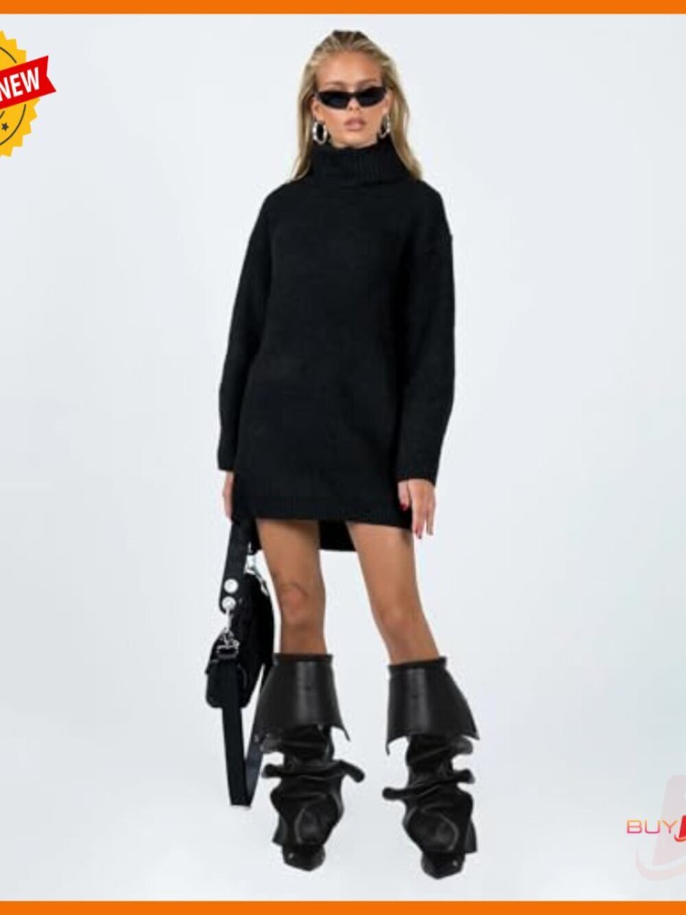 Knee High Stiletto Boots Wide Calf Pointed Toe Slouchy Detachable Panel - Picture 2 of 6